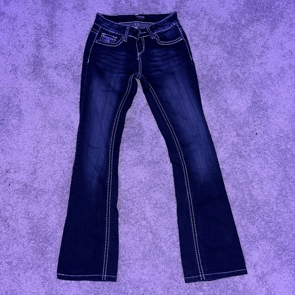Y2K Low Rise Jeans with Sequin Embellishments - Picture 1 of 5